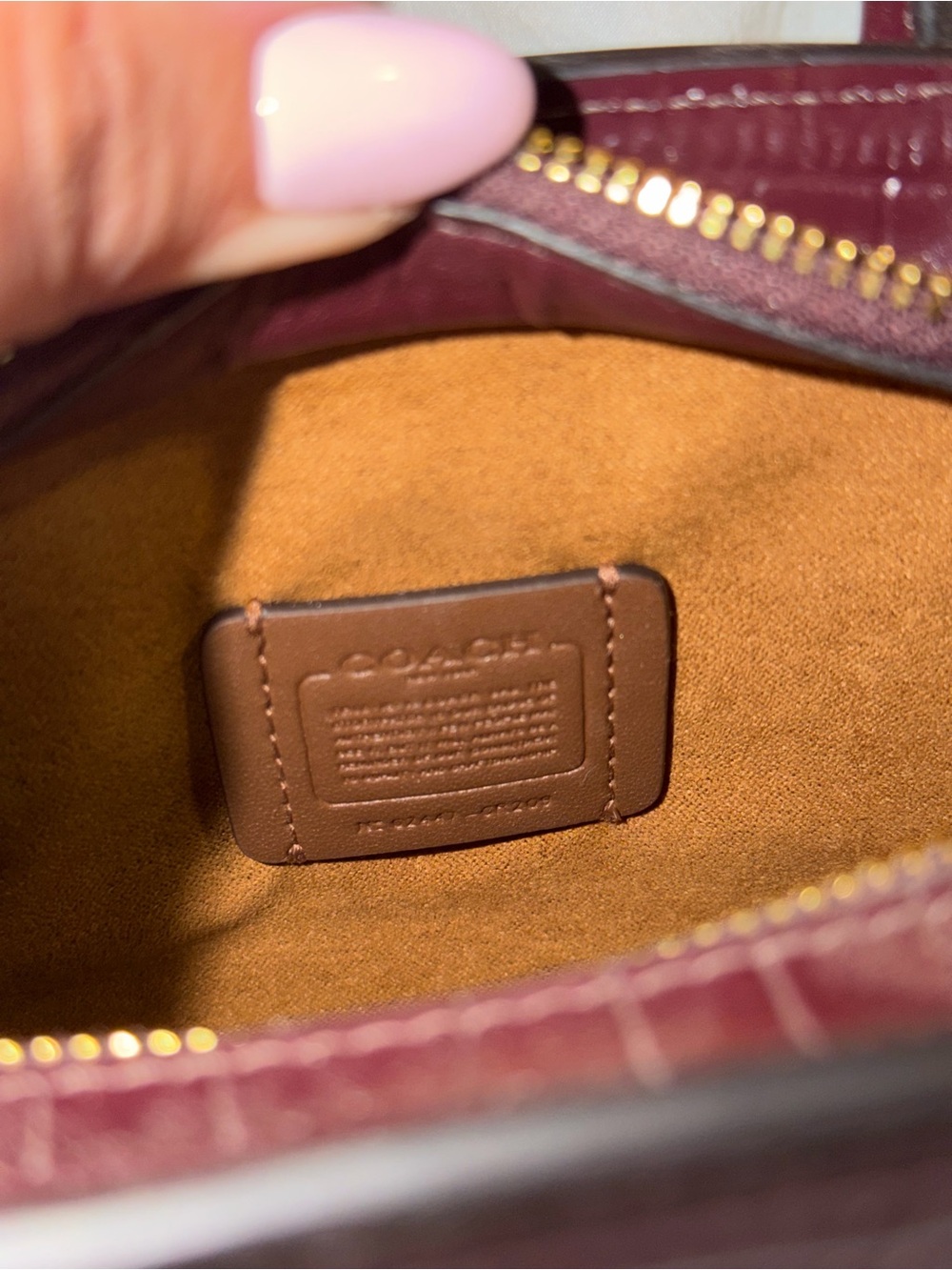 Coach Mini Andrea Caryall in Burgundy Croc-Embossed Leather - Picture 2 of 4